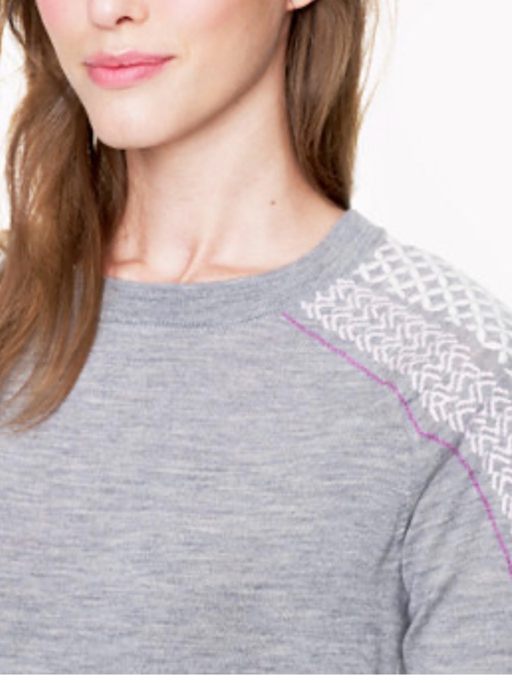 J. Crew Women's Gray Crewneck Sweater with Shoulder Stitching